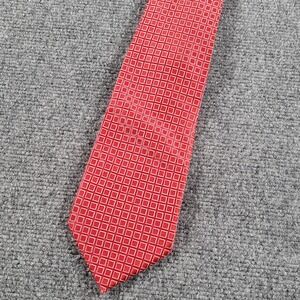 Donald J Trump Tie Mens Classic Silk Geometric Red Formal Necktie Square
